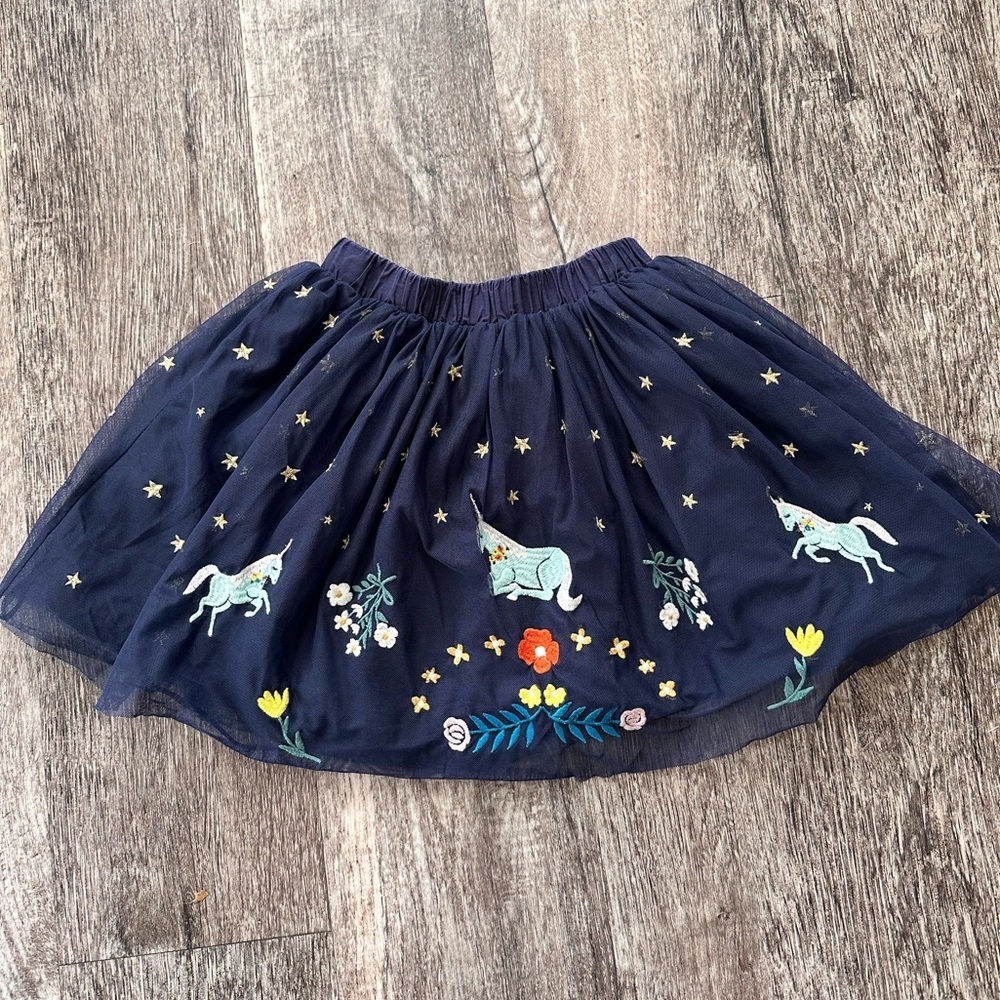 Hanna Andersson Girls 120/6-7 Blue Make it Magic Tulle Unicorn Skirt
